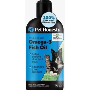 Pet Honesty Wild Caught Omega-3‎ Fish Oil for Dogs and Cats 16 oz NEW